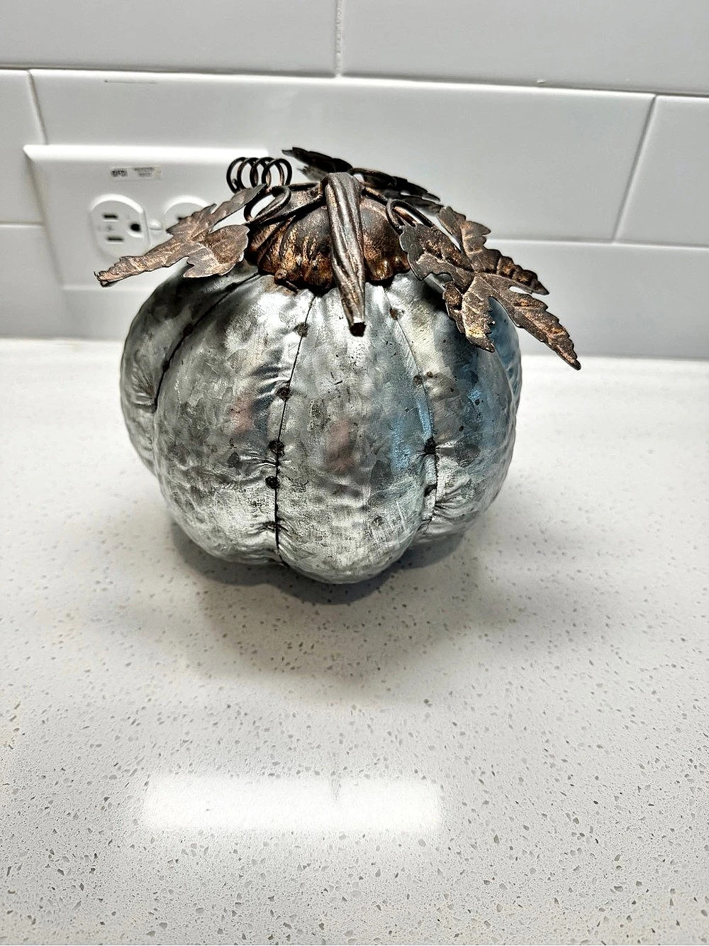Metal Pumpkin Decor Gray & Brown